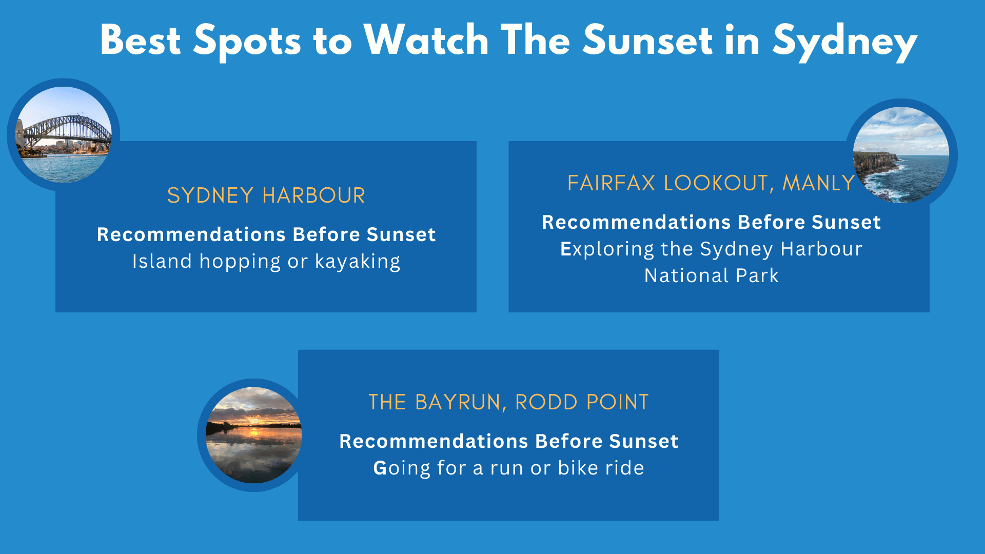 Continued list of the best sunset spots in Sydney
