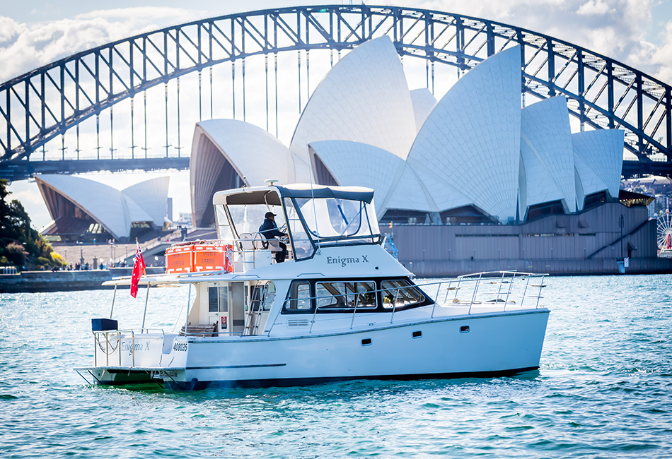 Enigma X boat Cruising Sydney Harbour